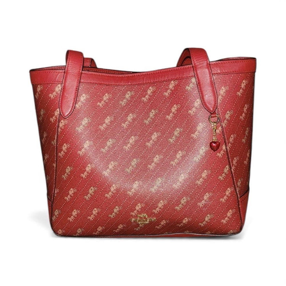 Coach Red Monogram Tote with Gold Accents NWOT